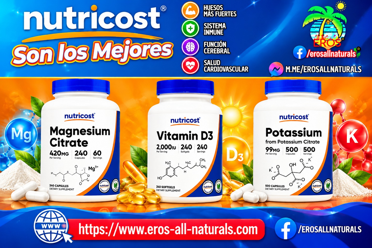 3-Pack (Citrato de Magnesio + Vitamina D3 + Citrato de Potasio)